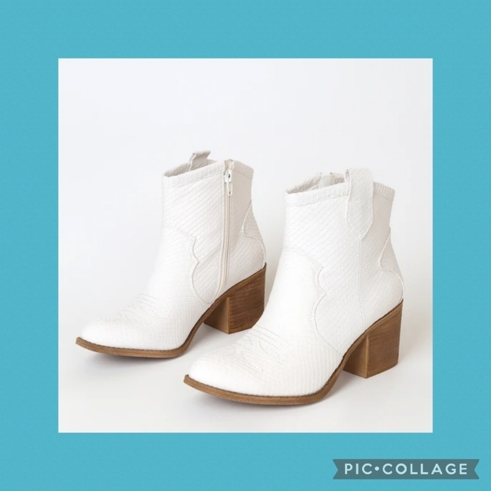 Isom white cowgirl booties